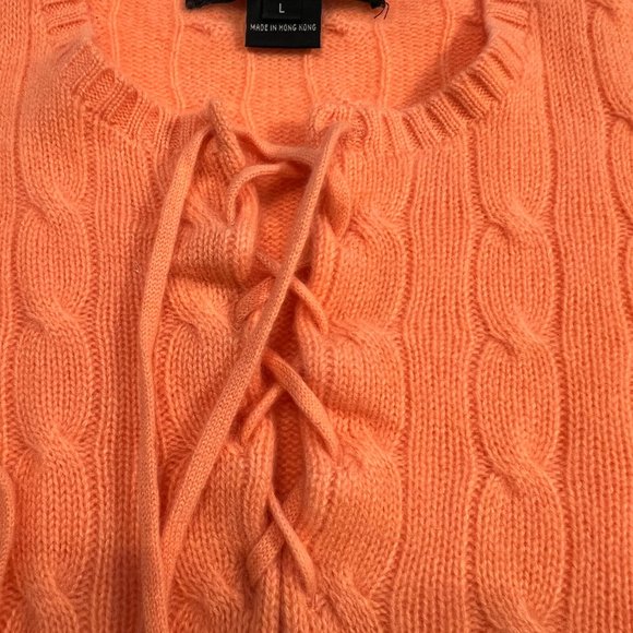 NWOT RALPH LAUREN Black Label Cashmere Cable Orange Knit Sweater sz L (M?) - Picture 7 of 9